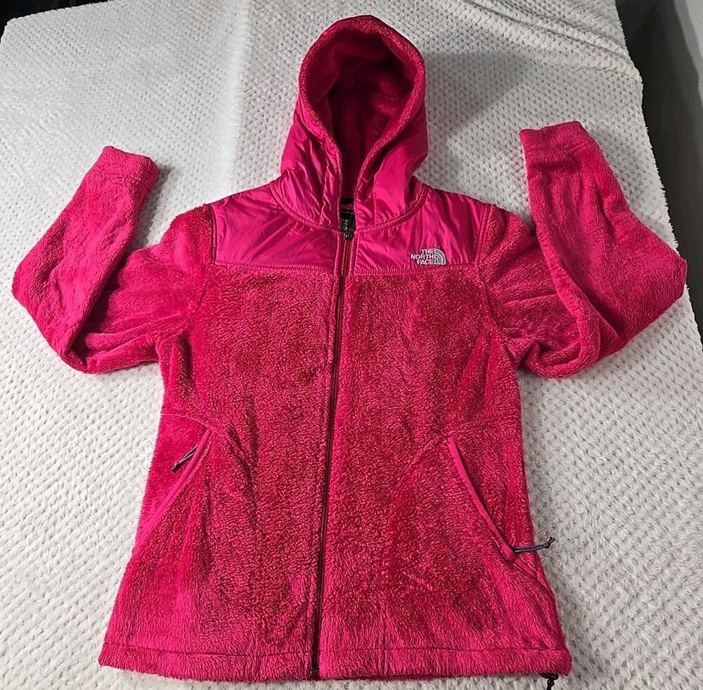 The North Face Womens Small Pink Fleece Full Zip Hooded Jacket Outdoor #0421